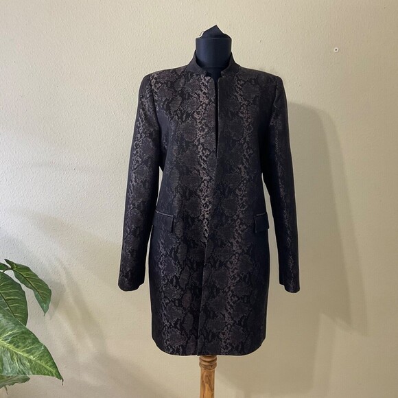Louben Duster Woman’s sz. 8 snake print Open front Duster Statement Jacket sheen - Picture 1 of 12